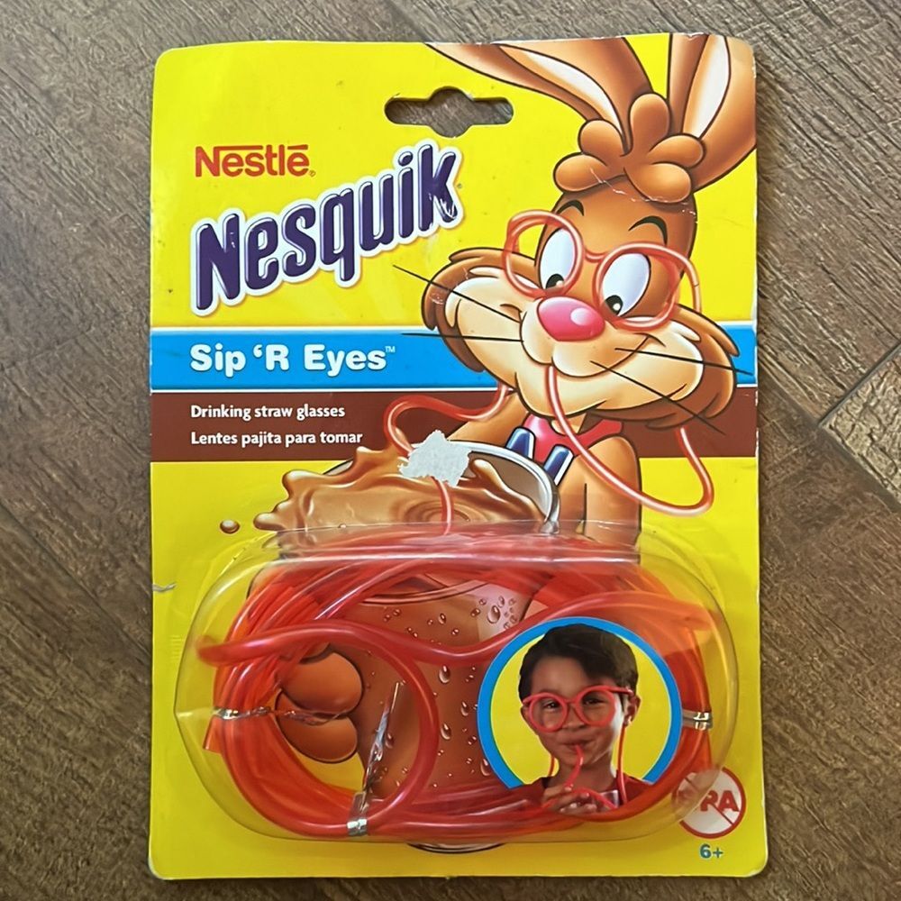 Nesquik Sip ‘R’ 'Eyes Drinking Straw Glasses NEW